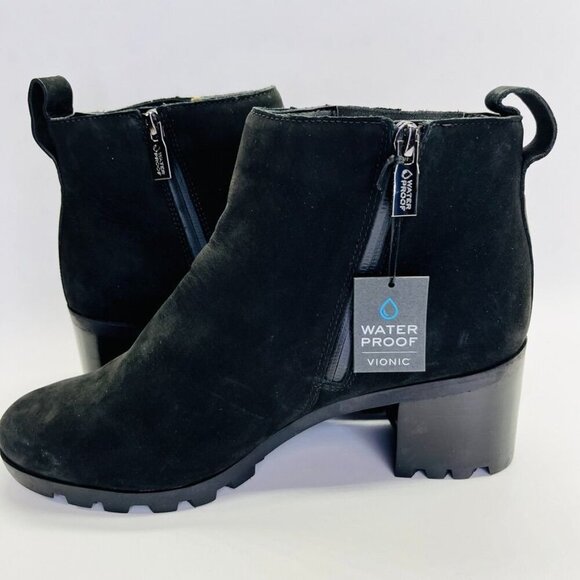 Vionic Wilma Women's Heeled Ankle Boot Size 9.5 in Black W Lug Sole Block Heel - Picture 7 of 16